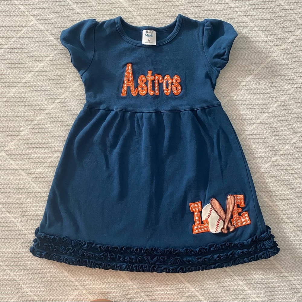 ARB Blanks Navy Astros Love Mini Dress with Ruffle Girl’s Size 6
